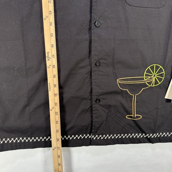 Massive Luxury Shirt Mens Medium Black Embroidered Margarita Camp Button Up - Picture 5 of 9